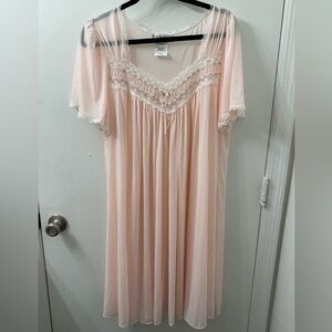 Vintage Miss Elaine sheer pink night gown 1x